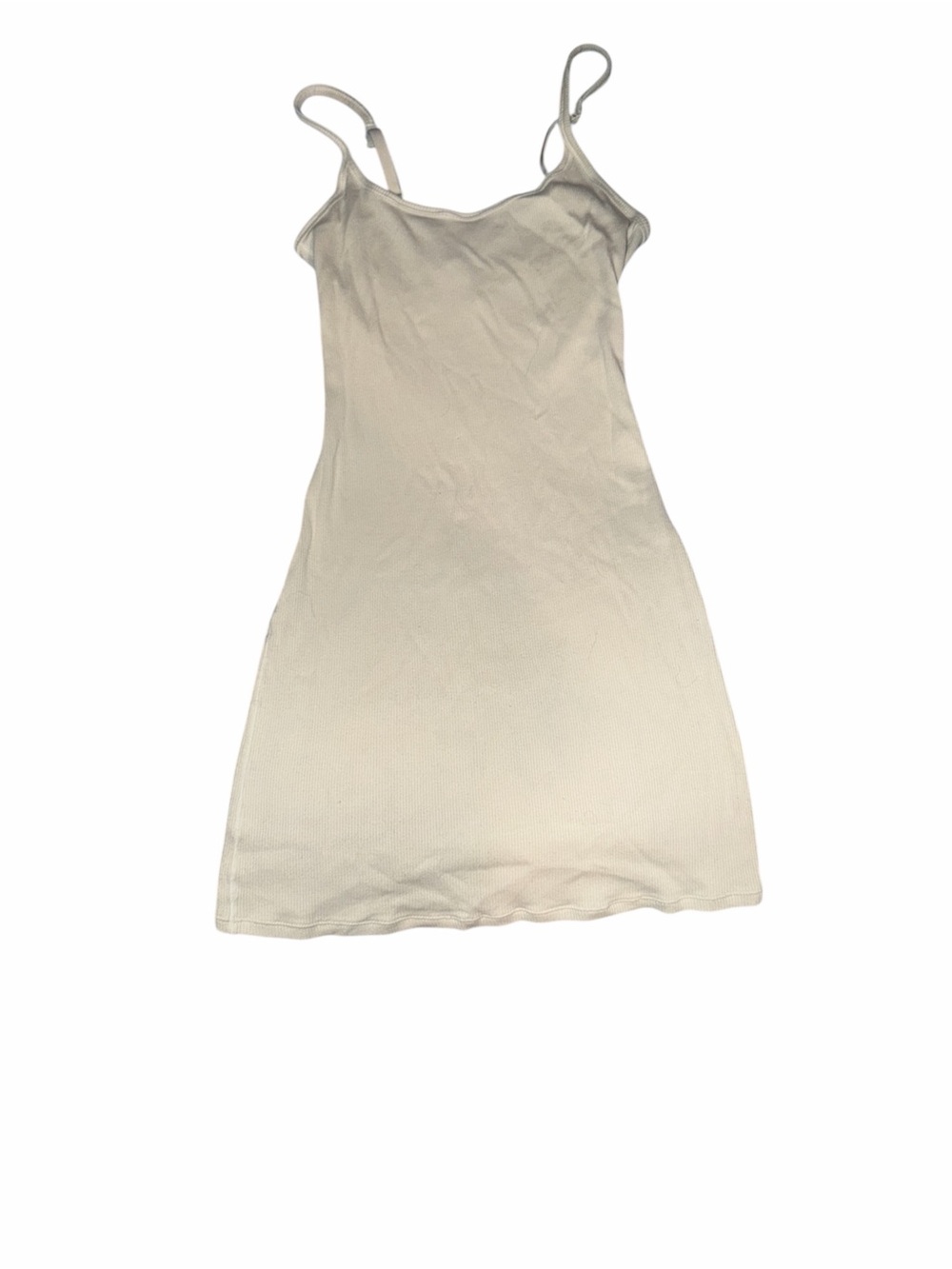 SKIMS Cream Ribbed Slip Dress with Adjustable Spaghetti Straps